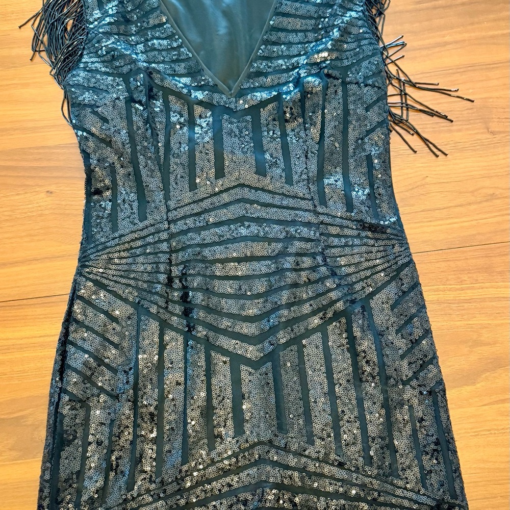 Superdown Carly Fringe Black Sequin Mini Dress - Picture 3 of 5